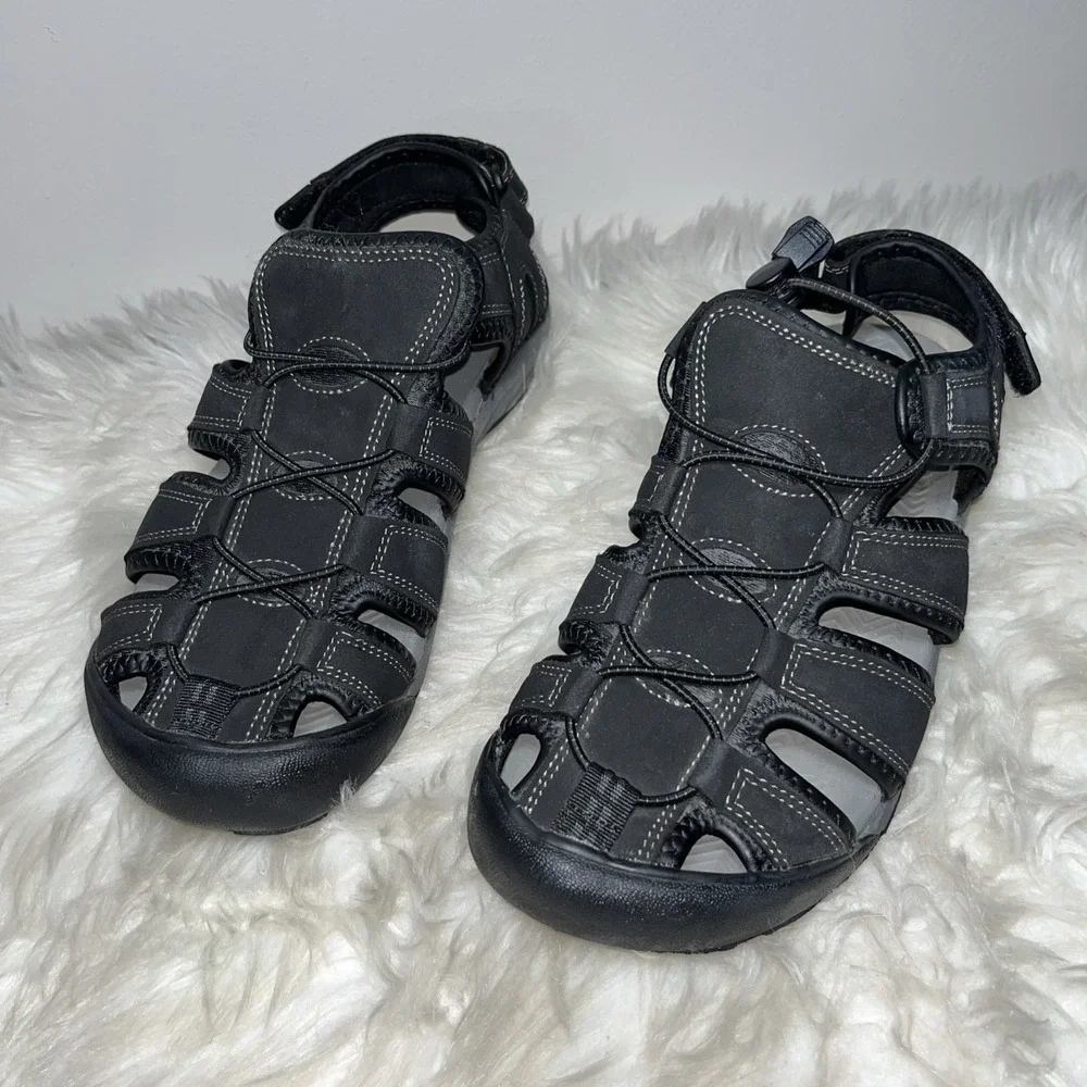 Khombu Travis Waterproof Fisherman Sandals Mens Size 8 M Black Hiking‎ Camping